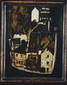 Tote Stadt III - Ciudad muerta III ... (óleo y acuarela sobre madera) de Egon Schiele