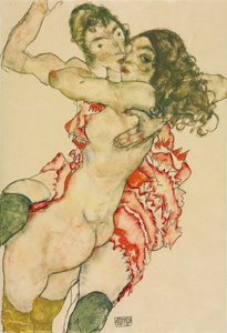 Dos mujeres abrazándose de Egon Schiele