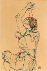 Mujer con brazos levantados, 1914 de Egon Schiele
