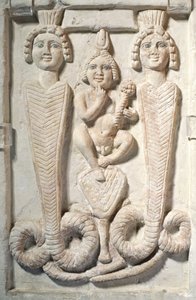 Harpócrates en loto, copto (piedra caliza) de Egyptian