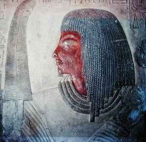 Cabeza de un hombre con una pluma, de una tumba egipcia de Egyptian