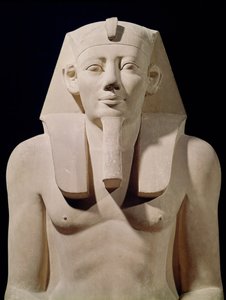 Estatua sentada de Sesostris I (1971-28 a.C.), originalmente del Templo Mortuorio de Sesostris I en al-Lisht (detalle)