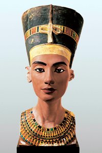 Busto de la reina egipcia Nefertiti (1353-1336 a.C.), esposa del faraón Amenofis IV Akenatón de Egyptian 18th Dynasty