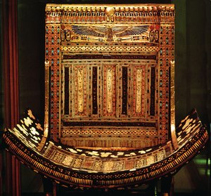 Silla ceremonial de Tutankamón, (detalle) del asiento y respaldo curvados, Nuevo Reino, c.1325 a.C.