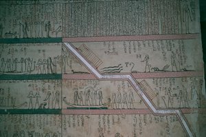 Egipto, Luxor, Valle de los Reyes, Tumba de Tutmosis III, frescos de la cámara funeraria de Egyptian 18th Dynasty