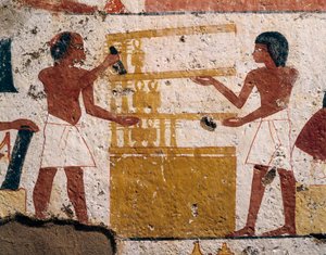 Egipto, Luxor, Tebas Oeste, Valle de los Nobles. Tumba de Nenamon e Ipuki. Fresco que representa a los carpinteros trabajando. (Reino Nuevo, Dinastía XVIII)
