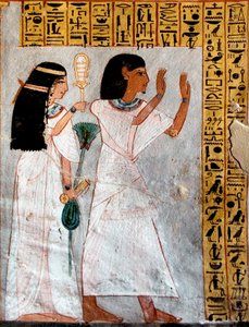 Antigüedad egipcia: personajes en adoración. Tumba de Roy (TT255). Dinastía XVIII. Desde la orilla oeste de Luxor, Egipto de Egyptian 18th Dynasty