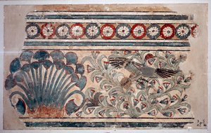 Antigüedad egipcia: fragmento de fresco del palacio de Amenofis III (Amenhotep) en Malkata. 1342 a.C. El Cairo, Museo Egipcio de Egyptian 18th Dynasty