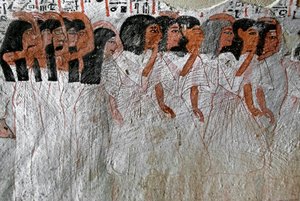 Antigüedad egipcia: procesión de llanto. Pintura de la Tumba de Roy (TT255). Dinastía XVIII