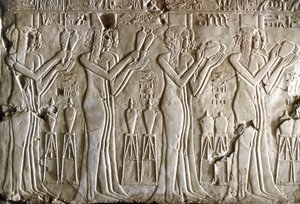Antigüedad egipcia: jóvenes haciendo ofrendas. Tumba de Kherouef (TT192) (18ª dinastía) de Egyptian 18th Dynasty