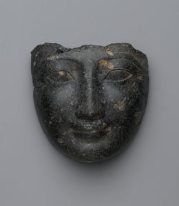 Rostro de una tapa de sarcófago, comprado en Luxor, Nuevo Reino de Egyptian 18th Dynasty