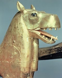 Cabecera funeraria en forma de la diosa Tueris, de la tumba de Tutankamón (c.1370-52 a.C.) Nuevo Reino