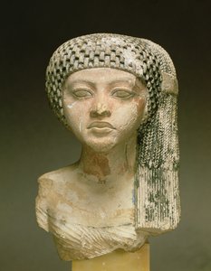 Cabeza de una Princesa de la familia de Akhenatón, Nuevo Reino (caliza pintada)