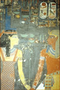 Horemheb e Isis, de la Tumba de Horemheb (c.1323-1295 a.C.) Nuevo Reino de Egyptian 18th Dynasty