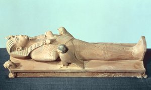 Imagen del rey en su lecho funerario, de la tumba de Tutankamón (c.1370-52 a.C.) Nuevo Reino