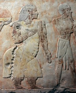 Reina de Punt, escena detallada que representa la expedición a la Tierra de Punt, relieve pintado, columnata de Punt, templo mortuorio de Hatshepsut, Deir el-Bahari, necrópolis de Tebas (Lista del Patrimonio Mundial de la Unesco de Egyptian 18th Dynasty