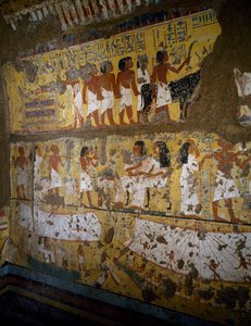 Reconstrucción de la capilla de Maia, Deir el-Medina, arcilla y estuco pintado, Civilización egipcia, Reino Nuevo, dinastía XVIII de Egyptian 18th Dynasty