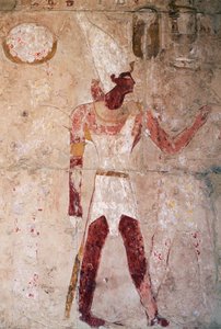 Relieve que representa a Tutmosis III con la corona del Bajo Egipto, Templo funerario de la reina Hatshepsut, Deir el-Bahri, necrópolis tebana (Lista del Patrimonio Mundial de la UNESCO de Egyptian 18th Dynasty