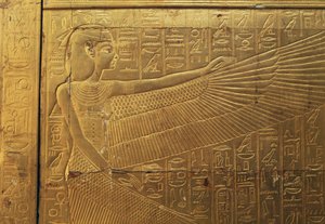 Relieve en el panel exterior trasero de la segunda capilla funeraria, Tesoro de Tutankamón, Egipto, Civilización egipcia, Reino Nuevo, Dinastía XVIII de Egyptian 18th Dynasty