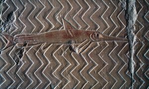 Representación de peces, escenas del Reino de Punt, muro sur de la columnata central, Templo Mortuorio de Hatshepsut, Deir el-Bahari, Luxor, Tebas (Lista del Patrimonio Mundial de la Unesco de Egyptian 18th Dynasty