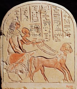 Estela que representa a un escriba conduciendo un carro, de Tell El-Amarna, Nuevo Reino, c.1353-1337 a.C.