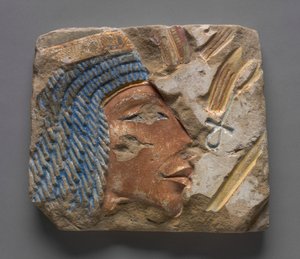 Talatat: Retrato de Nefertiti, c.1353-1347 a.C. de Egyptian 18th Dynasty