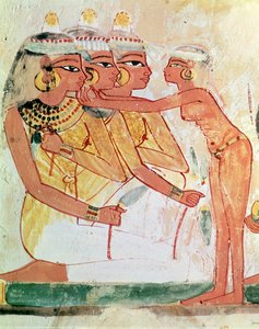 El retrete de las mujeres, de la tumba de Nakht, Reino Nuevo, c.1400 a.C. (pintura mural)