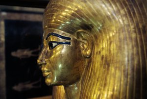 Sarcófago de Tjuya, de la Tumba de Yuya Tjuya, Valle de los Reyes, Egipto, Civilización egipcia, Reino Nuevo, Dinastía XVIII, Detalle de Egyptian 18th Dynasty
