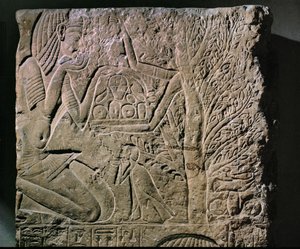 La diosa de los árboles ofrece comida y bebida (alivio) de Egyptian 18th Dynasty