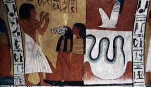 Pintura mural, Tumba de Sennedjem, Valle de los Reyes, Luxor, Tebas (Patrimonio Mundial de la UNESCO de Egyptian 18th Dynasty