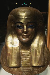 Máscara mortuoria de Yuya, de la Tumba de Yuya Tjuya, Valle de los Reyes, Egipto, civilización egipcia, Reino Nuevo, Dinastía XVIII de Egyptian 18th Dynasty
