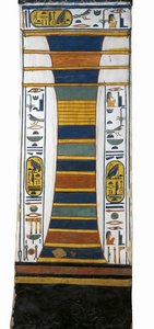 Egipto, Tebas, Luxor, Valle de las Reinas, Tumba de Nefertari, pilar Djed que representa la columna vertebral de Osiris con médula ósea de resurrección dentro, de la dinastía XIX