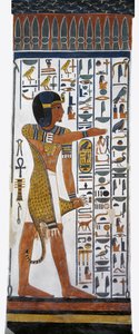 Egipto, Tebas, Luxor, Valle de las Reinas, Tumba de Nefertari, pintura mural del dios Horus en la cámara funeraria de la dinastía XIX de Egyptian 19th Dynasty
