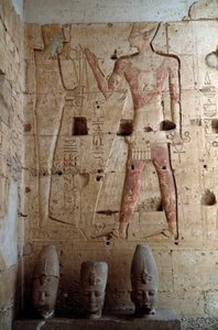 Antigüedad egipcia: bajo relieve del templo de Seti I en Abidos. 1318 a.C. Egipto de Egyptian 19th Dynasty