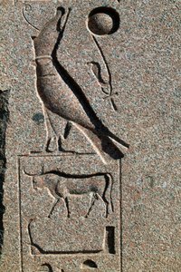 Jeroglífico con el nombre de Horus, Gran Templo de Amón, Tanis, Egipto, Reino Nuevo, Dinastía XIX de Egyptian 19th Dynasty