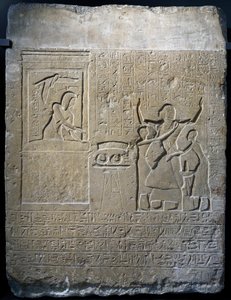 Hormin, jefe del harén del rey, recompensado con collares de oro que le regaló Seti I, estela de piedra caliza