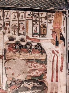 Ofrenda del más allá de Nefertari (pintura mural) de Egyptian 19th Dynasty