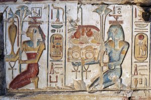 Escena de ofrenda, relieve, Templo de Ramsés II, Abidos, Egipto, Civilización egipcia, Reino Nuevo, Dinastía XIX (foto) de Egyptian 19th Dynasty