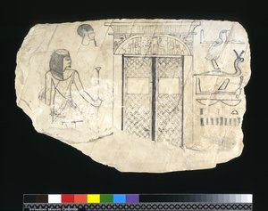 Ostracon, Nuevo Reino, c.1295-c.1186 a.C. (piedra caliza pintada)