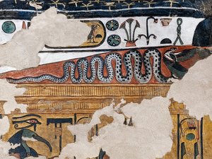 Pintura de una tumba funeraria de cobra alada Reina Nefertari (pintura mural) de Egyptian 19th Dynasty
