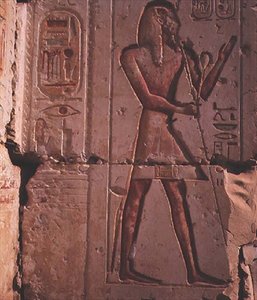 Faraón, relieve de piedra del templo de Ramsés II, c.1298 a.C. de Egyptian 19th Dynasty