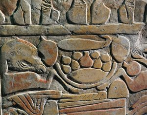 Relieve que representa ofrendas de alimentos para las divinidades, de Abydos