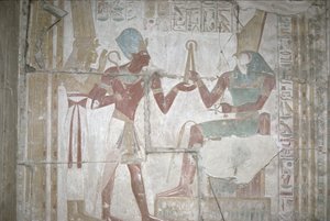 Relieve de Isis, presentando a Sethos I (1303-1290 a.C.) a Horus, Nuevo Reino