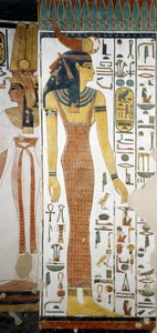 Selqet, detalle de los frescos en la cámara funeraria de Nefertari, Valle de las Reinas, Luxor, Tebas (Lista del Patrimonio Mundial de la Unesco) de Egyptian 19th Dynasty