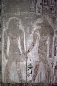 Seti I (1303-1290 a.C.) y Anubis en la Tumba de Seti, Nuevo Reino