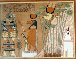 Thoueris y Hathor en el papiro. College es similar al papiro de Ani, de Tebas de Egyptian 19th Dynasty