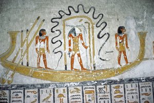 Re en el Barco Nocturno, de la Tumba de Ramsés VI, Nuevo Reino (c.1145-1137 a.C.)