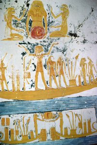 Re en el Barco Nocturno, de la Tumba de Ramsés VI, Nuevo Reino (c.1145-1137 a.C.)