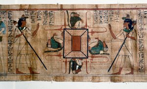 Antigüedad egipcia: Lago de Fuego en el Infierno. Papiro del Libro de los Muertos de Egyptian 21st Dynasty