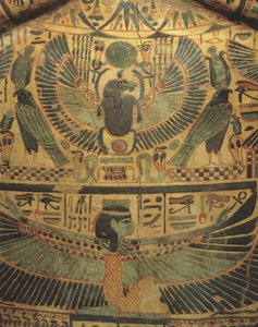 Cubierta de momia con divinidad alada que protege el escarabajo, símbolo de la eternidad de Egyptian 22nd Dynasty